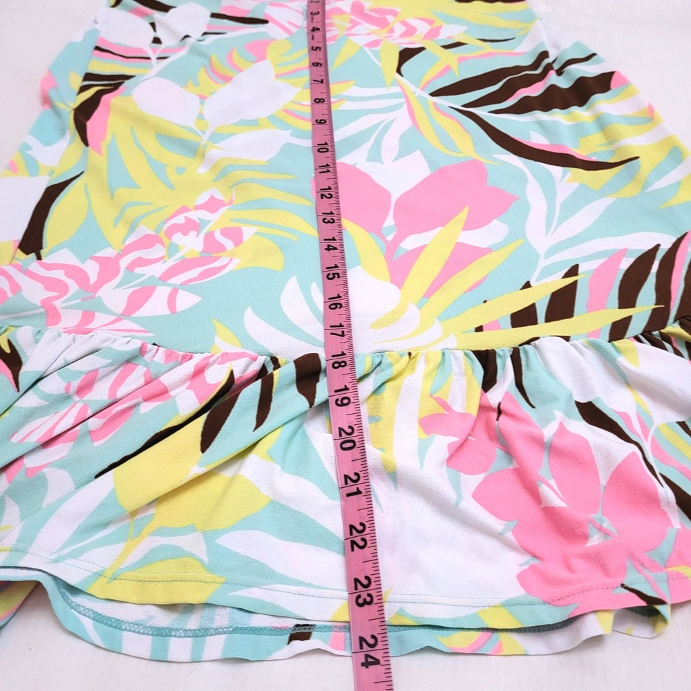 Maaji Swimsuit Cover Tropical Pastel Floral Print Ruffle Lattice Back Dress S - Picture 9 of 9